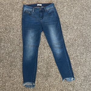 Cello Midnight Blue Skinny Jeans with Distressed Hem